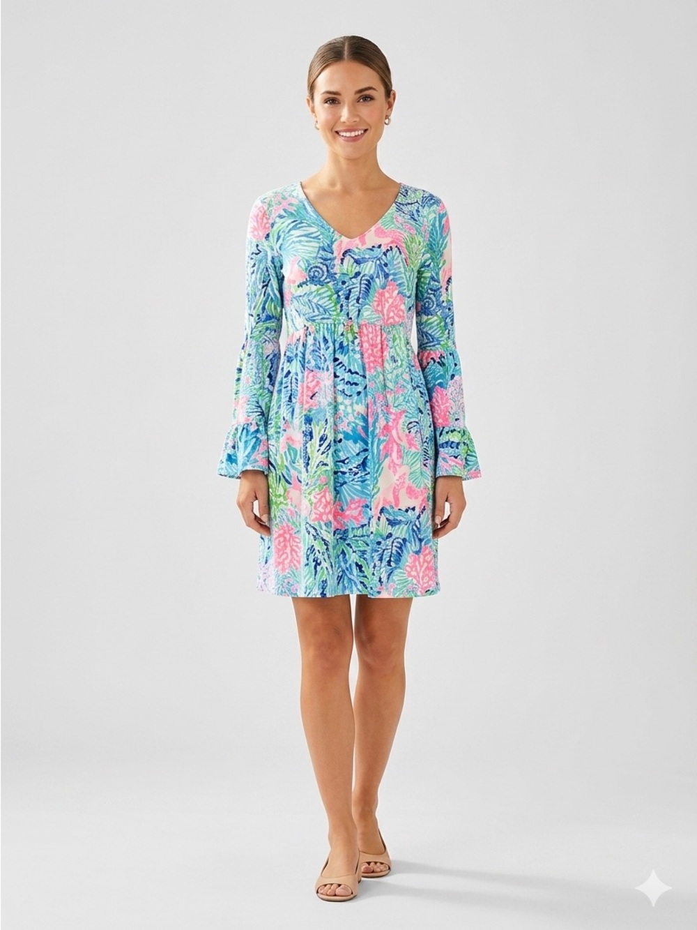 Lilly Pulitzer Jannie Cotton V-Neck Dress – Lima Peru Print NWT Size XS